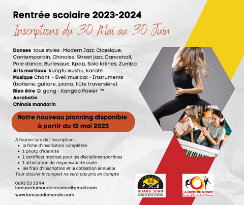 Inscriptions pour la rentrée scolaire 2023-2024 à l'école de danse La Muse du Monde